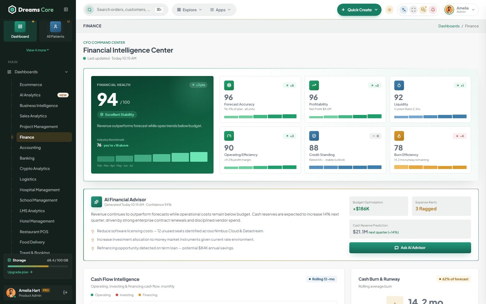 Finance dashboard preview