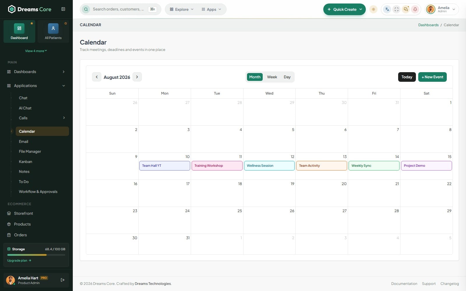 Calendar page