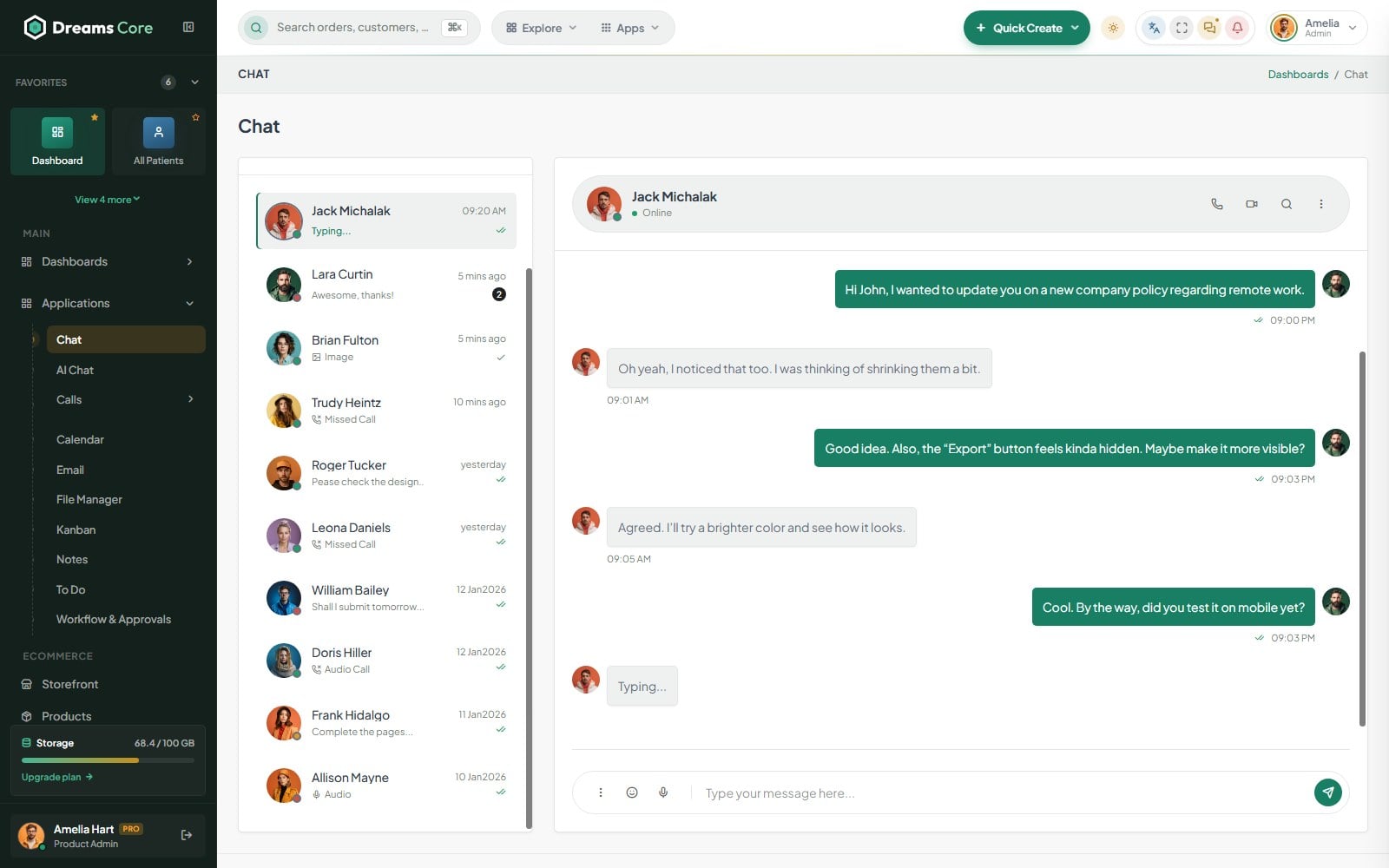 Chat page