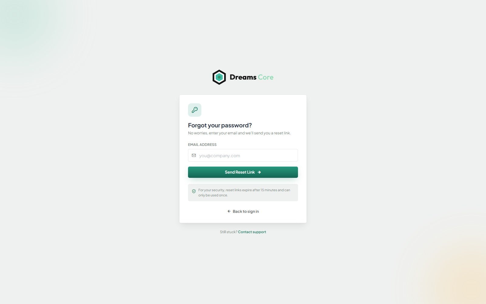 Forgot Password page