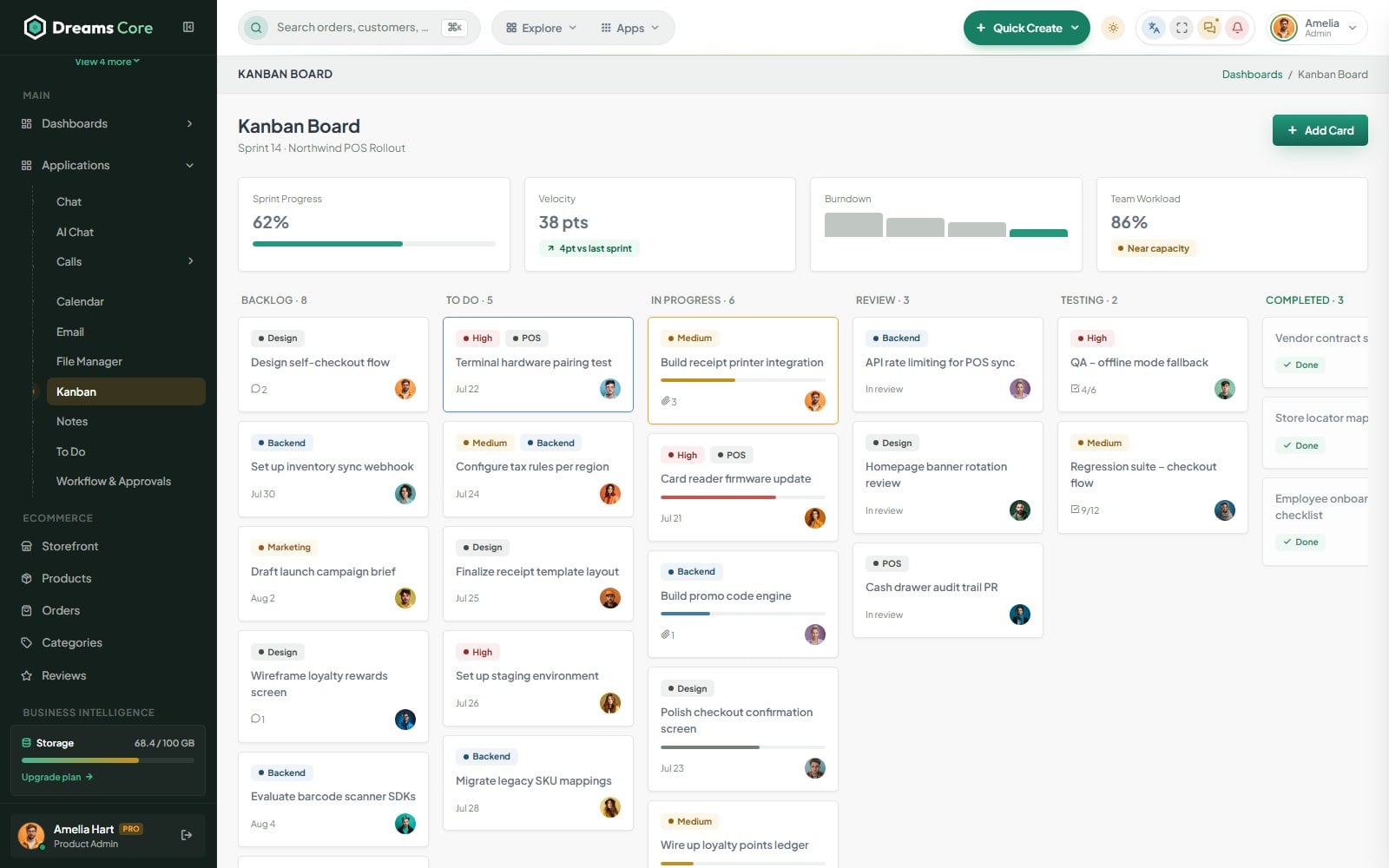 Kanban Board page