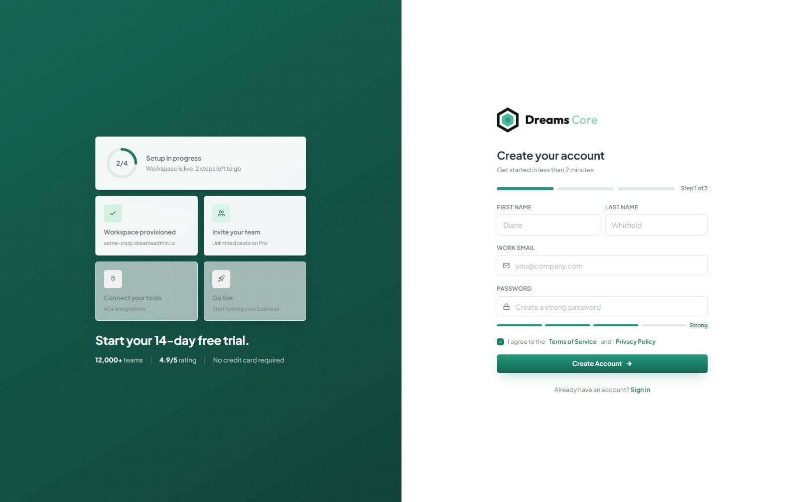 Register page